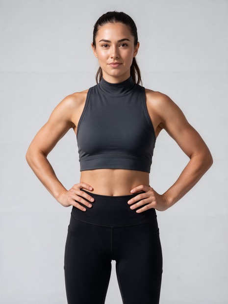 Generated campaign shot, black leggings