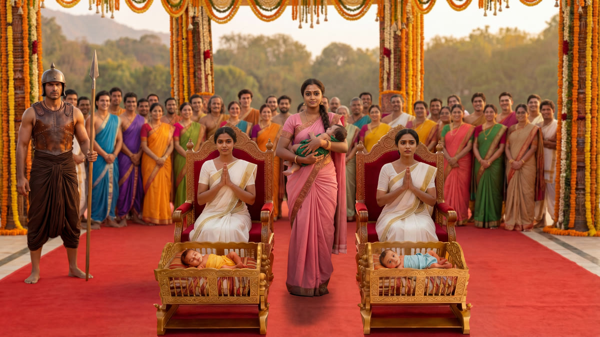 The royal assembly in full court, approved still from Mahabharat season one