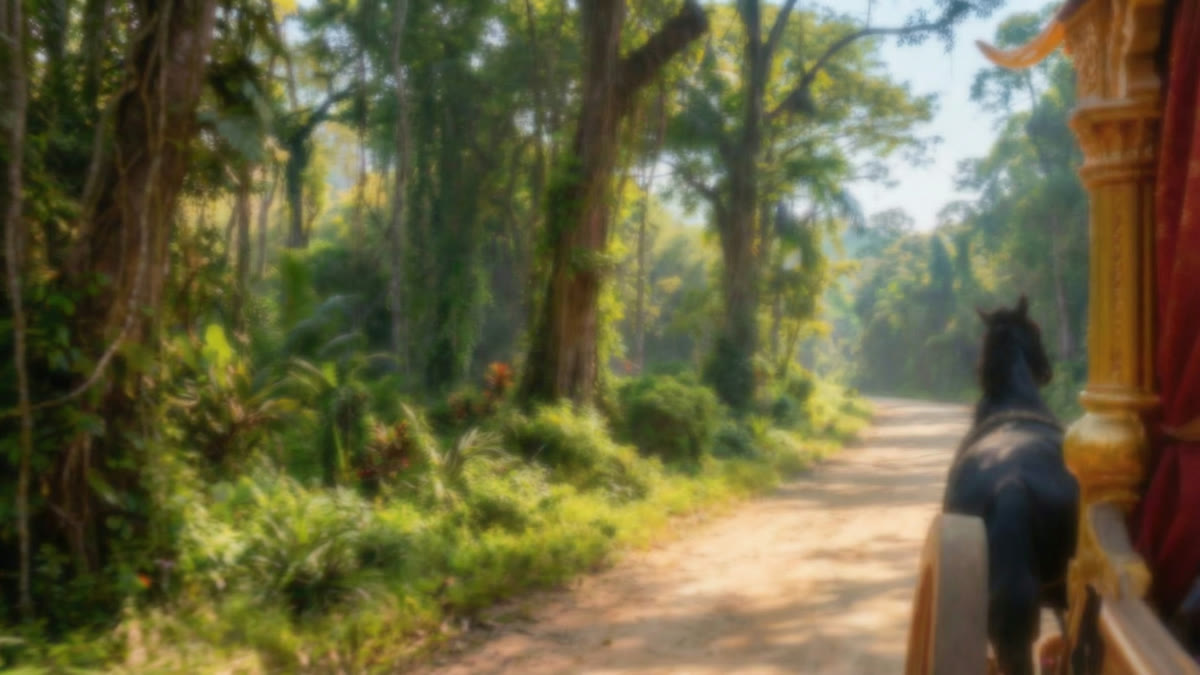 A chariot on the forest road, approved still from Mahabharat season one