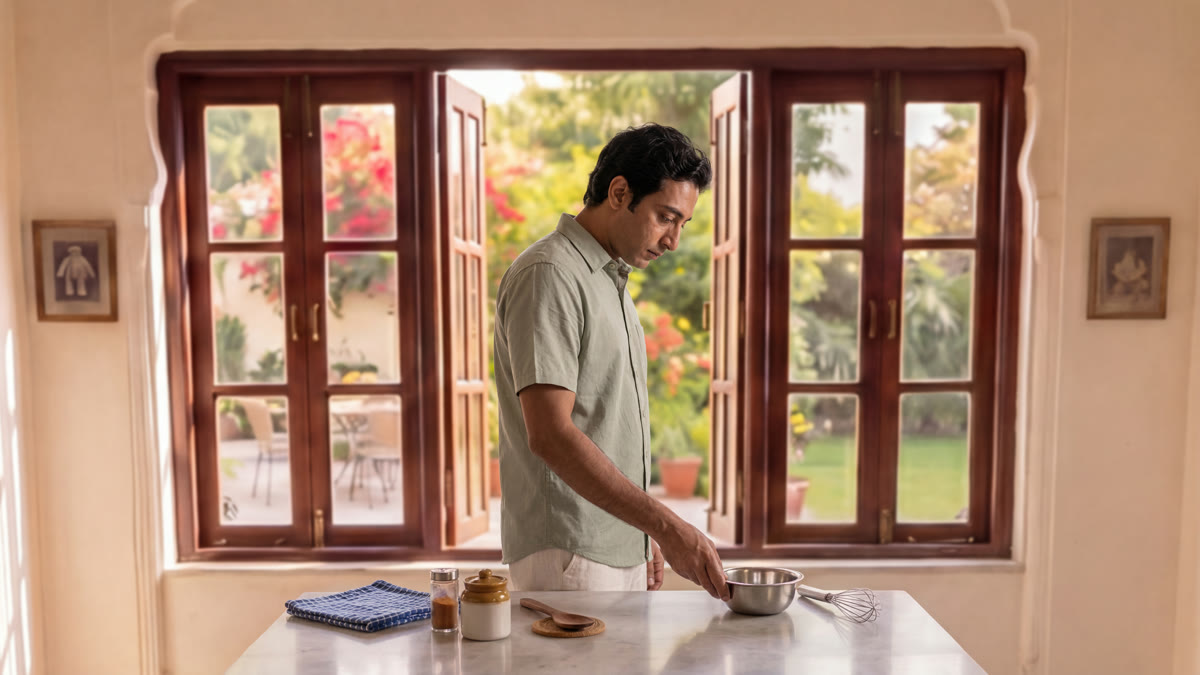 A cook at the window, frame from Khana Dil Se