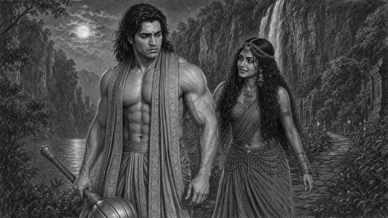 Storyboard SHOT 150 — Bhim and Hidimba together by the lake